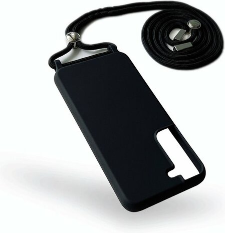 Samsung S22 Zwart - TPU Back Cover met Koord