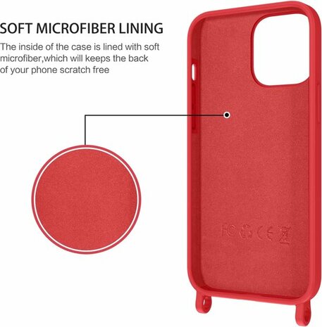 iPhone 14 Pro Max Rood - TPU Back Cover met Koord