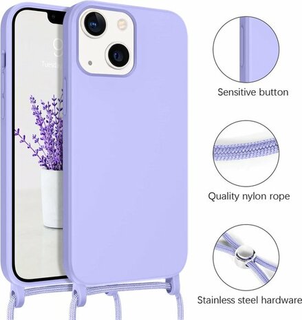 iPhone 14 Pro Paars - TPU Back Cover met Koord