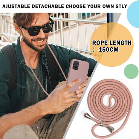 Samsung A51 Mat Roze - TPU Back Cover met Koord