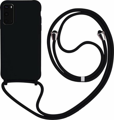 Samsung S20 FE Zwart - TPU Back Cover met Koord