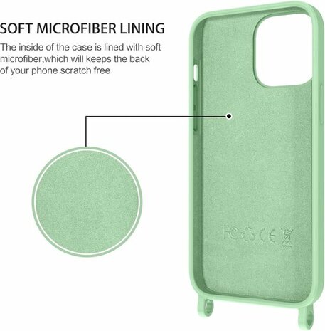 iPhone 14 Pro Licht Groen - TPU Back Cover met Koord