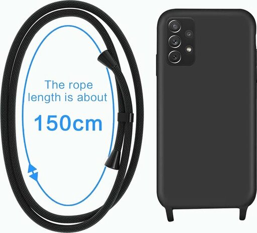Samsung A13 4G Zwart - TPU Back Cover met Koord