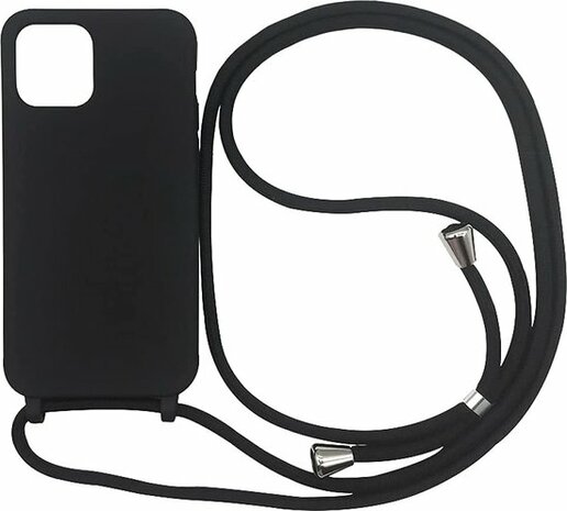 iPhone 13 Pro Max Zwart - TPU Back Cover met Koord