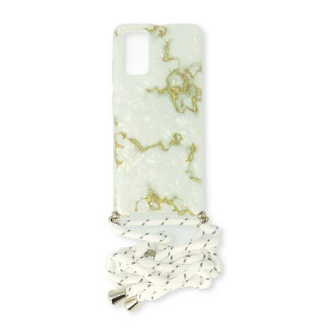 Samsung A41 Wit - Marmer TPU met Koord