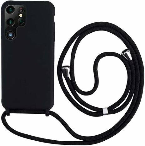 Samsung S23 Ultra Zwart - TPU Back Cover met Koord