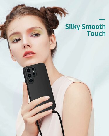 Samsung S24 Ultra - Zwart - TPU Back Cover met Koord