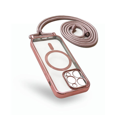 iPhone 14 Pro Max Rosegoud - Magsafe TPU met Koord