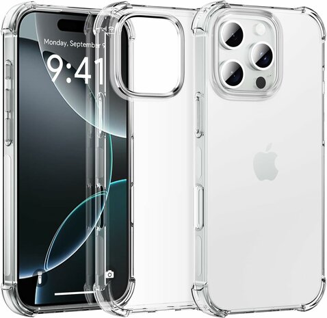 iPhone 16 Pro Max - Anti Shock &amp; 2X Glas - Transparant