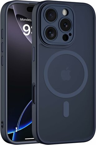 iPhone 16 Pro - Matte MagSafe Armor Back Cover - Donker Blauw