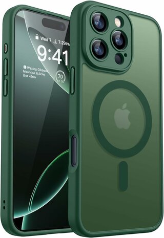 iPhone 16 Pro Max - Matte MagSafe Armor Back Cover - Donker Groen