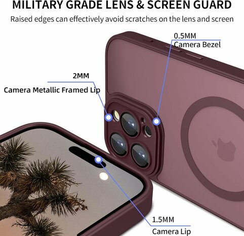 iPhone 16 Pro Max - Matte MagSafe Armor Back Cover - Bordeaux