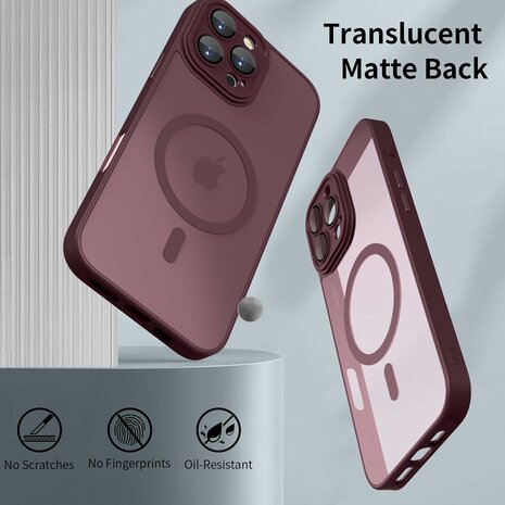 iPhone 16 Pro - Matte MagSafe Armor Back Cover - Bordeaux