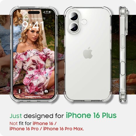 iPhone 16 Plus - Anti Shock &amp; 2X Glas - Transparant