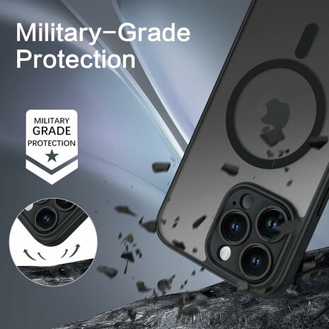 iPhone 16 Pro Max - Matte MagSafe Armor Back Cover - Zwart