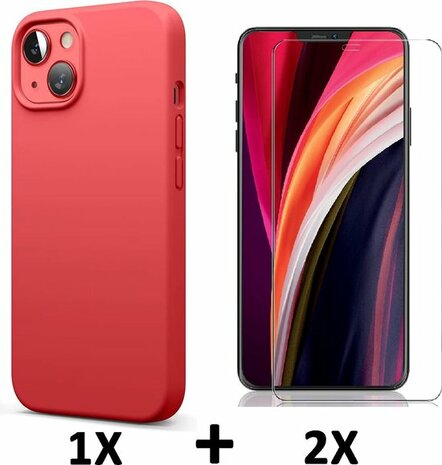 iPhone 13 Mini - Back Cover &amp; 2X Glas - Rood