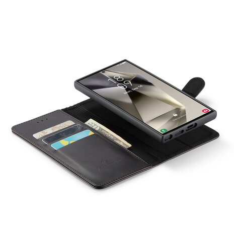 Samsung S24 Ultra - 2 in 1 Leather Book Case - Charcoal Gray