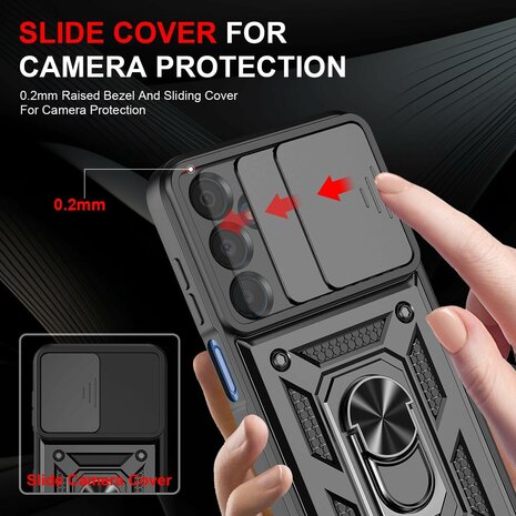 Samsung A16 - Armor Kickstand &amp; Camera Bescherming - Zwart