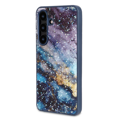 A56 - Blauw - Diamant Marmer Glitter Back Cover