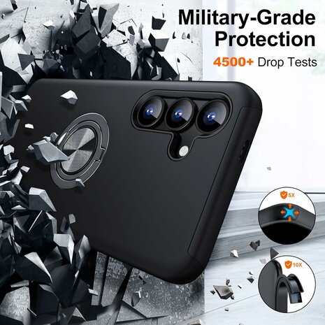 Samsung S25 &amp; S24 - Kickstand Ring Case - Zwart