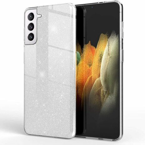 Samsung S21 FE - Glitter Back Cover - Zilver