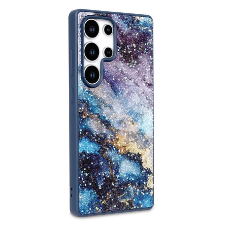Samsung S23 Ultra - Diamant Marmer Glitter - Blauw