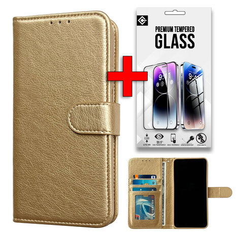 Samsung S25 Plus - Goud - HQ Book Case &amp; Glas