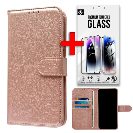 Samsung S25 Plus - Rosegoud - Book Case &amp; Glas