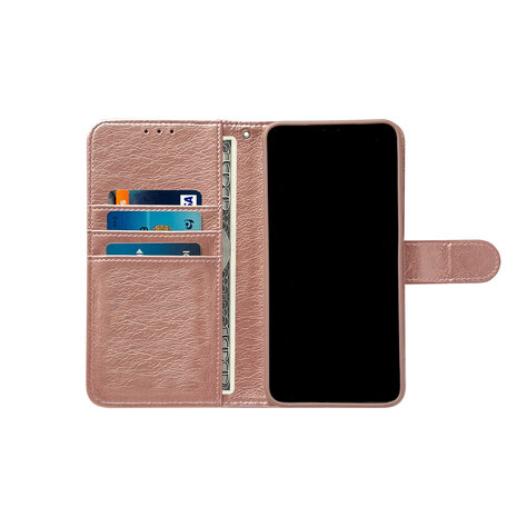 Samsung S25 Plus - Rosegoud - Book Case &amp; Glas