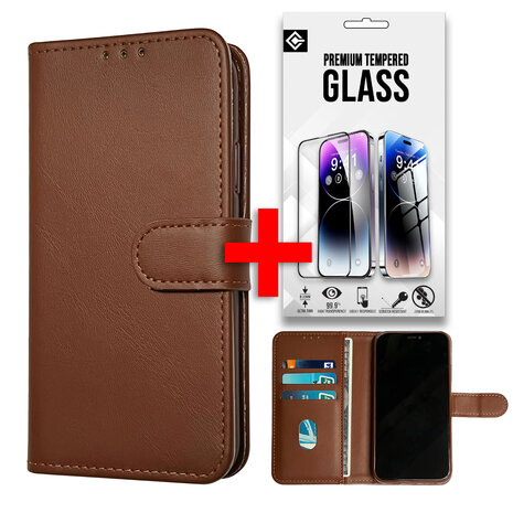 Oppo A78 4G - Book Case &amp; Glas - Bruin