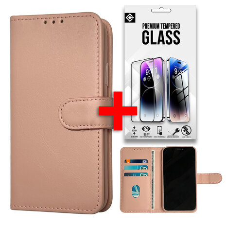 Oppo A78 4G - Book Case &amp; Glas - Roze