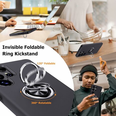 Samsung S25 Ultra - Kickstand Ring Case - Zwart