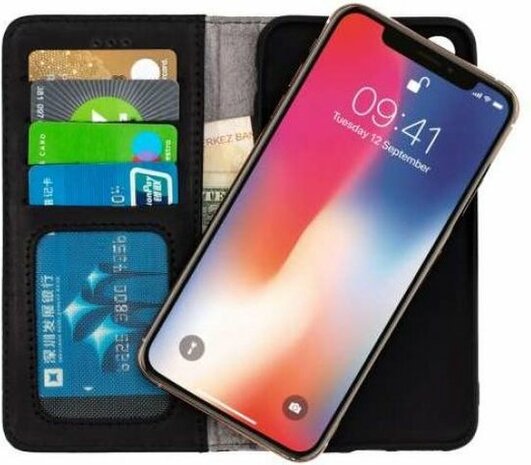 iPhone XS Max Zwart - Lederen Book Case
