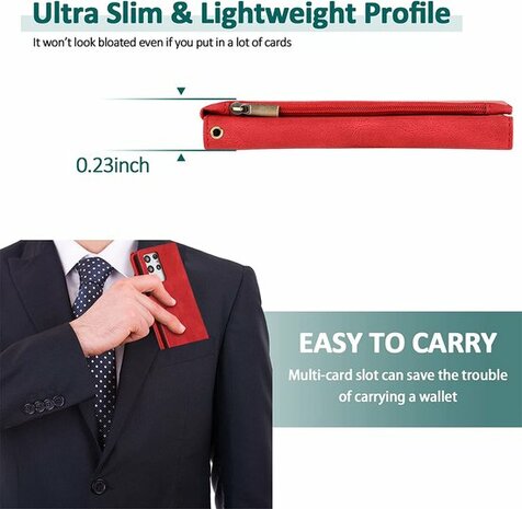 Samsung S22 Ultra Rood - Book Case met Rits &amp; Extra Vakken
