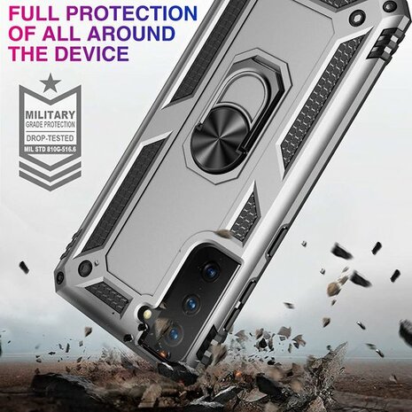 Samsung S21 FE Grijs - Armor met Kickstand Ring