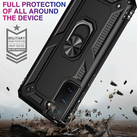 Samsung S21 FE Zwart - Armor met Kickstand Ring