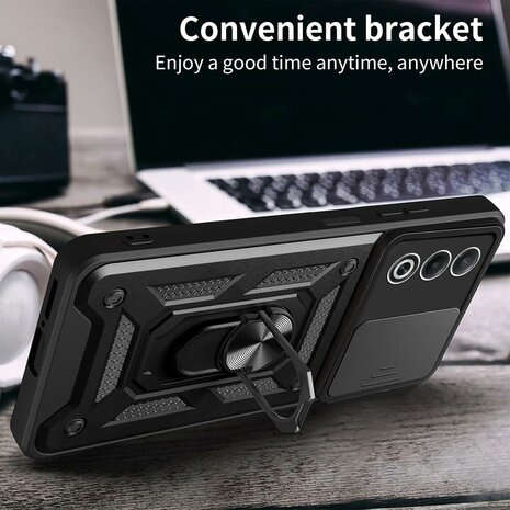 Oppo A80 - Armor Kickstand &amp; Camera Bescherming  - Zwart &amp; 2x Glas