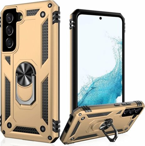 Samsung S22 Goud - Armor met Kickstand Ring