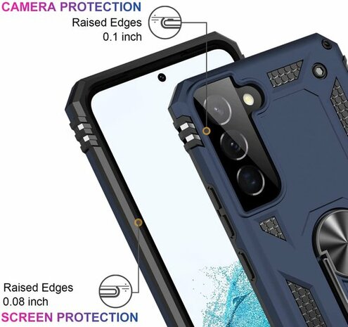 Samsung S22 Plus Blauw - Armor met Kickstand Ring