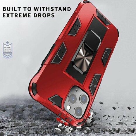 iPhone 12 Pro Max Rood - Magnetic Kickstand Armor Case