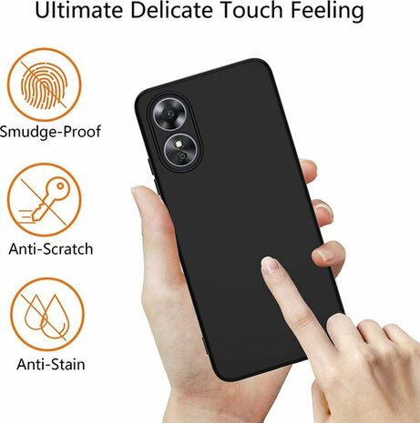 Oppo A17 Zwart - Kaarthouder Sienna Brown &amp; Glas - Back Cover