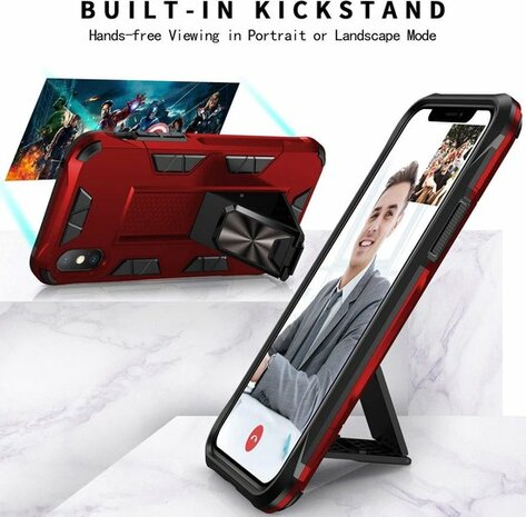 iPhone XS Max Rood - Magnetic Kickstand Armor Case