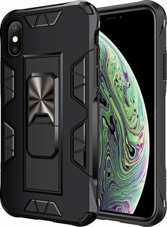 iPhone XS Max Zwart - Magnetic Kickstand Armor Case