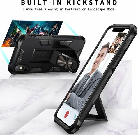iPhone XS Max Zwart - Magnetic Kickstand Armor Case