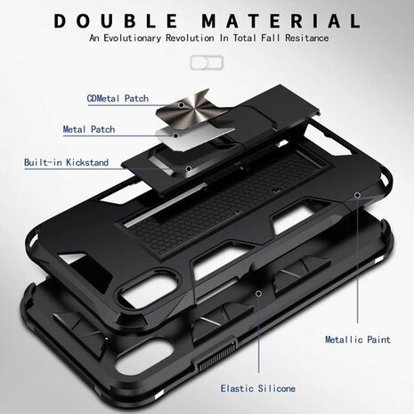 iPhone XS Max Zwart - Magnetic Kickstand Armor Case