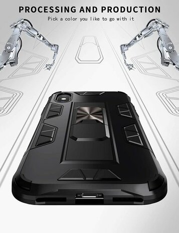 iPhone XS Max Zwart - Magnetic Kickstand Armor Case