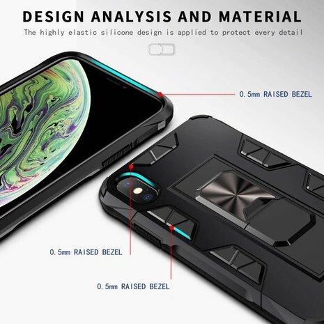 iPhone XS Max Zwart - Magnetic Kickstand Armor Case