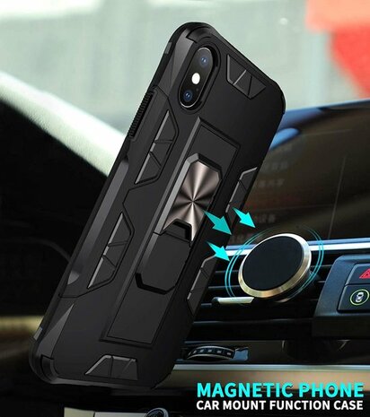 iPhone XS Max Zwart - Magnetic Kickstand Armor Case