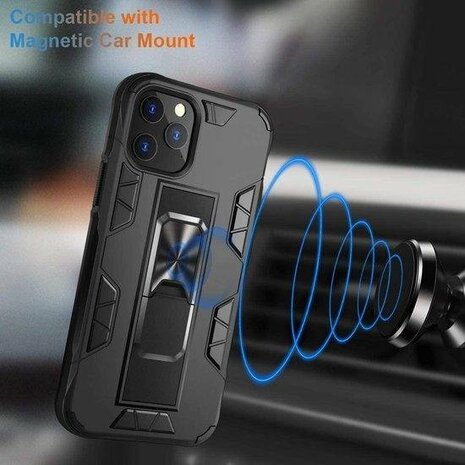iPhone 11 Pro Max Zwart - Magnetic Kickstand Armor Case