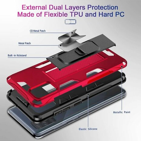 Samsung A51 Rood - Magnetic Kickstand Armor Case